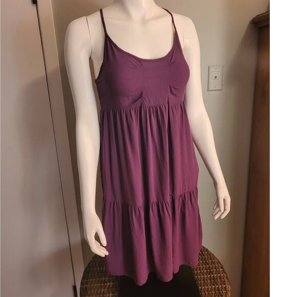 Xhilaration Plum Purple Babydoll Sundress Rayon Tiered Y2K Balletcore Sz Medium - Picture 4 of 11